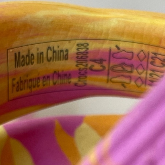 Crocs Children Iconic Comfort Classic Pink/Yellow/Orange Tie Dye Size C4 - Picture 4 of 9